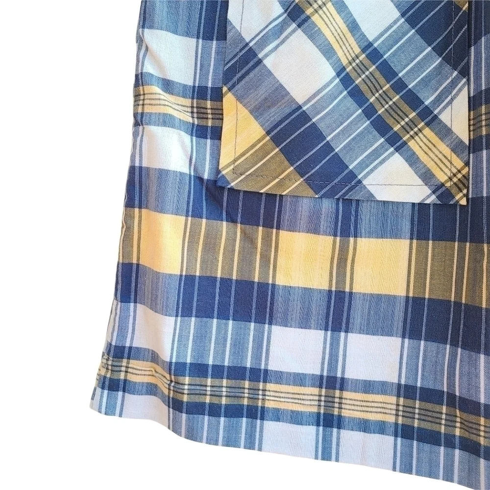 Karp Kid's Plaid Dress, Smocking, Blue And Yellow, Size 12 Kids